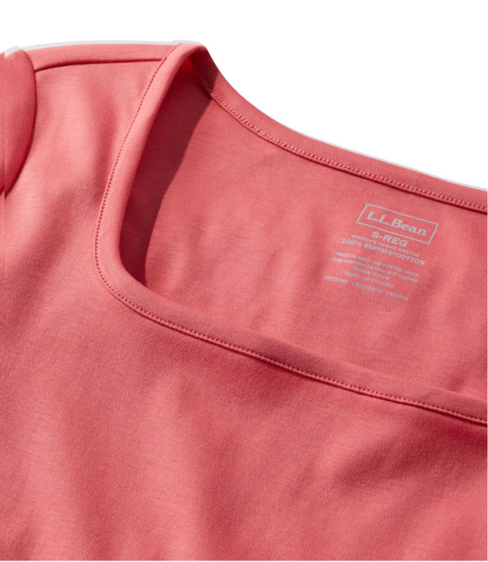L.L.Bean Outlet | Women's Pima Cotton Tee, Soft Squareneck Elbow-Sleeve