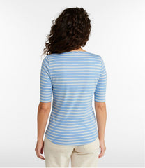L.L.Bean On Sale | Women's Pima Cotton Tee, Elbow-Sleeve Boatneck Stripe