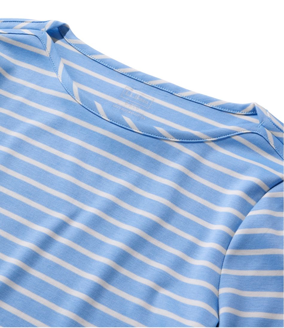 L.L.Bean On Sale | Women's Pima Cotton Tee, Elbow-Sleeve Boatneck Stripe
