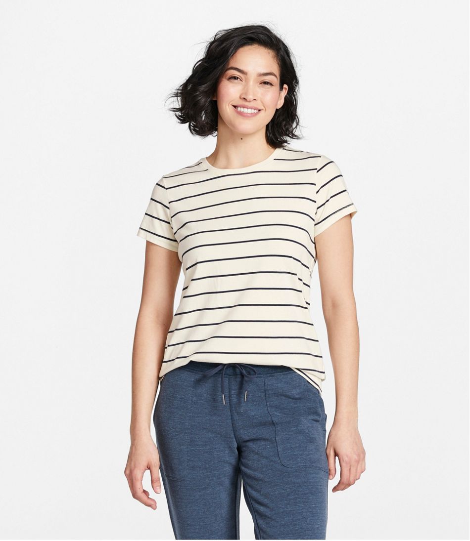 L.L.Bean Online | Women's Soft Stretch Supima-Blend Tee, Crewneck Short-Sleeve Striped