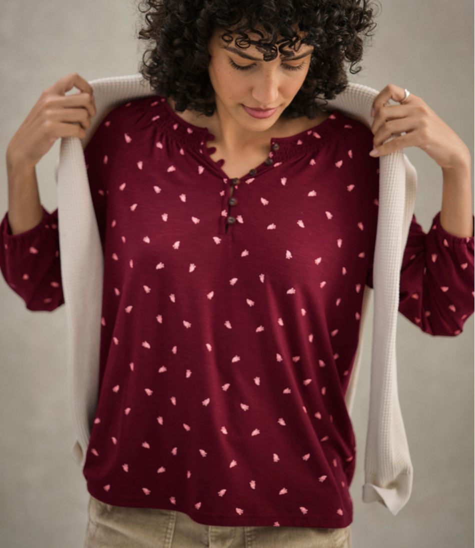 L.L.Bean Discount | Women's Camden Hills Tee, Three-Quarter-Sleeve Print