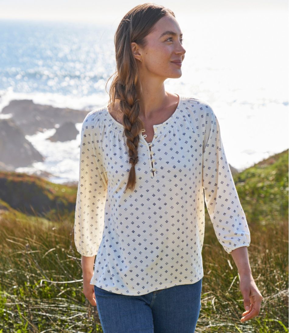 L.L.Bean Discount | Women's Camden Hills Tee, Three-Quarter-Sleeve Print