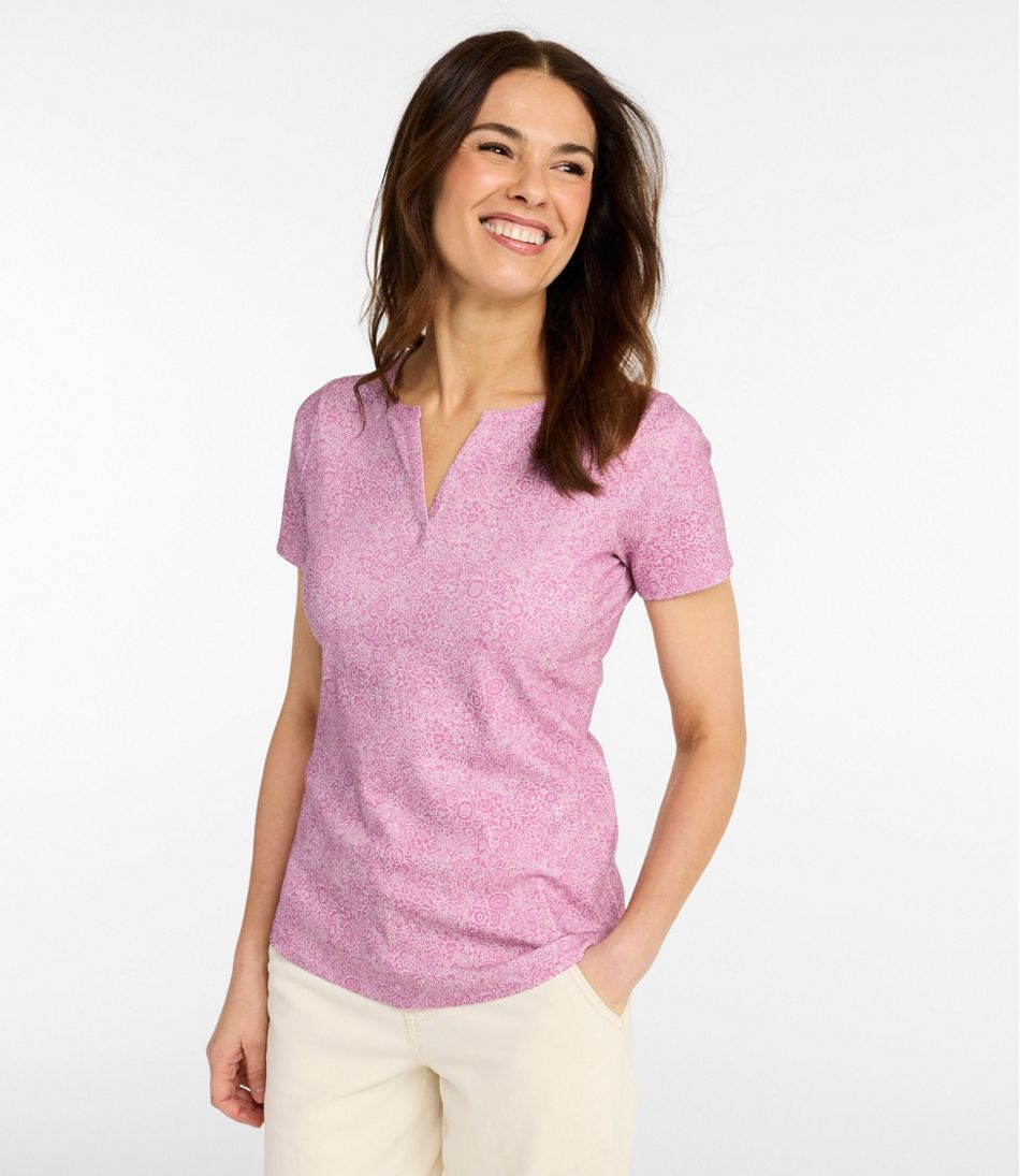 L.L.Bean On Sale | Women's Tee, Short-Sleeve Notch-Neck Print