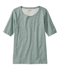 L.L.Bean New | Women's Jewelneck Tee, Elbow-Sleeve Print