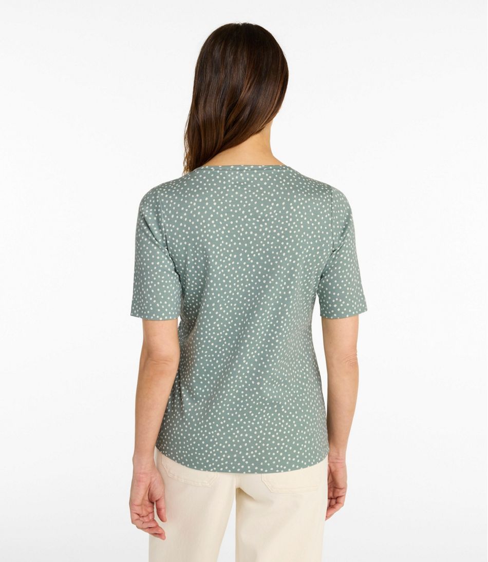 L.L.Bean New | Women's Jewelneck Tee, Elbow-Sleeve Print