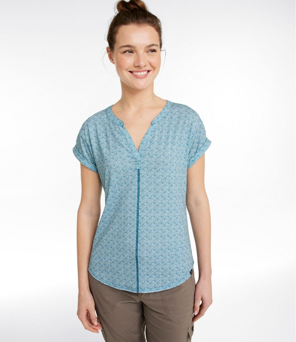 L.L.Bean Online | Women's Streamside Tee, Short-Sleeve Splitneck Print