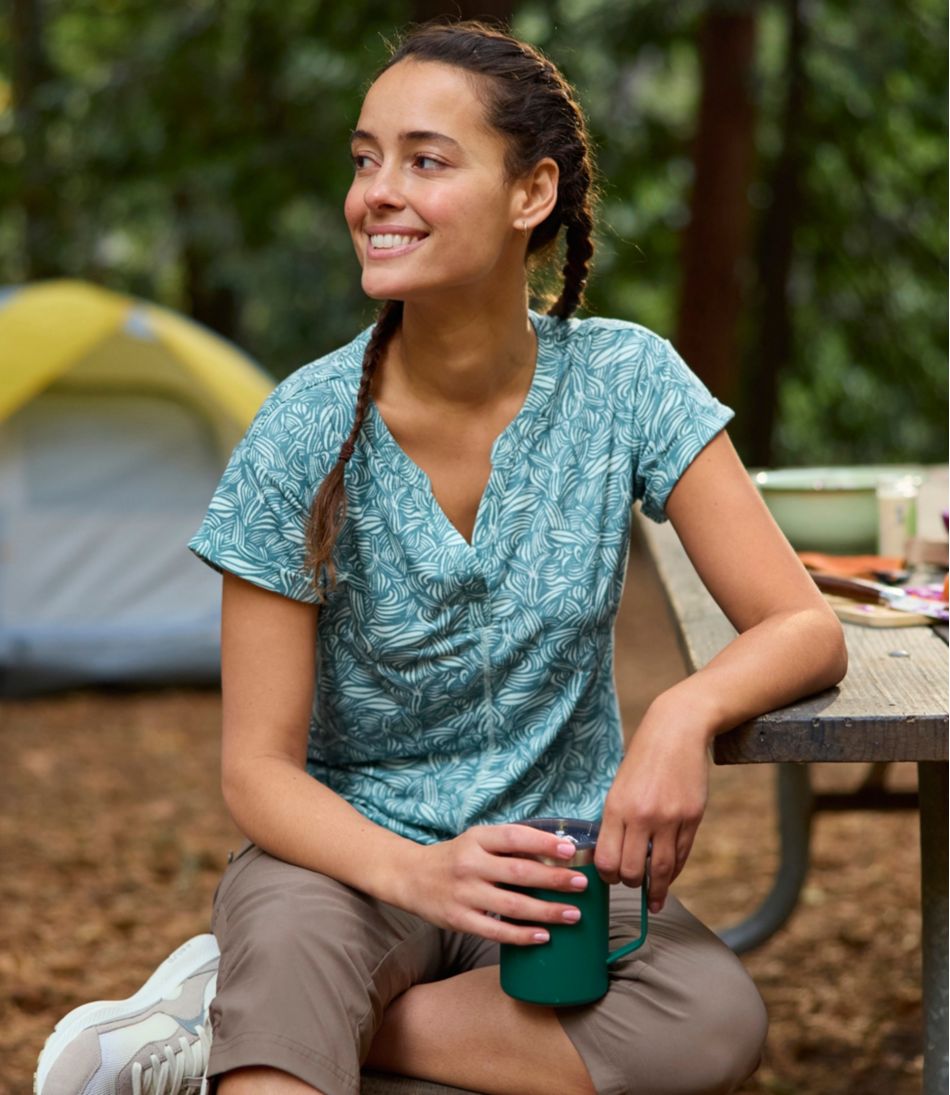 L.L.Bean Online | Women's Streamside Tee, Short-Sleeve Splitneck Print