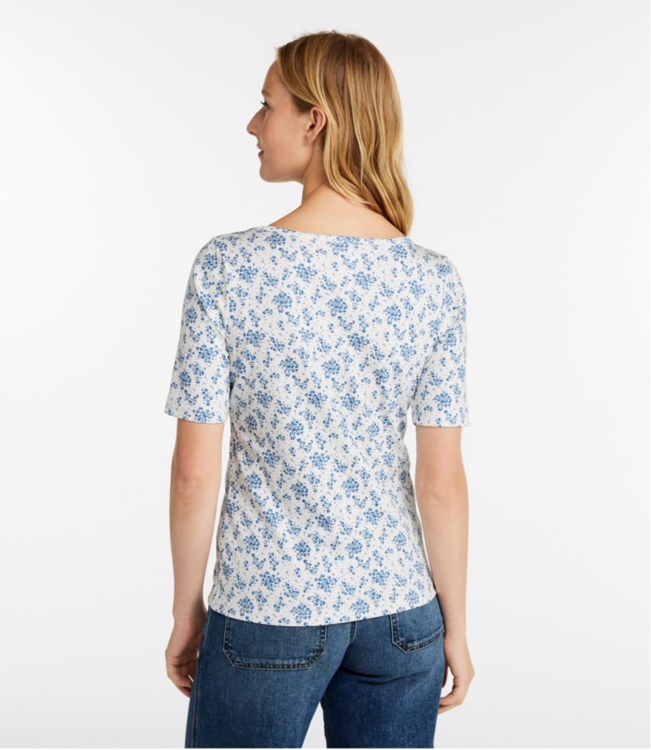 L.L.Bean Outlet | Women's Pima Cotton Tee, Soft Squareneck Elbow-Sleeve