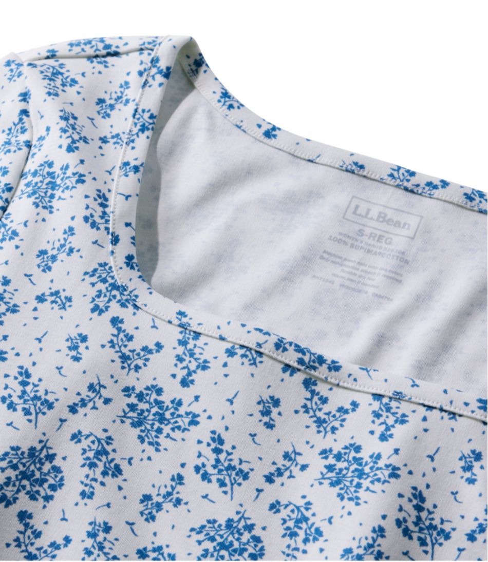 L.L.Bean Outlet | Women's Pima Cotton Tee, Soft Squareneck Elbow-Sleeve