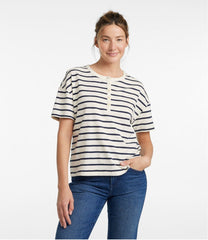 L.L.Bean Sale | Women's Signature Slub Tee, Short-Sleeve Henley Novelty