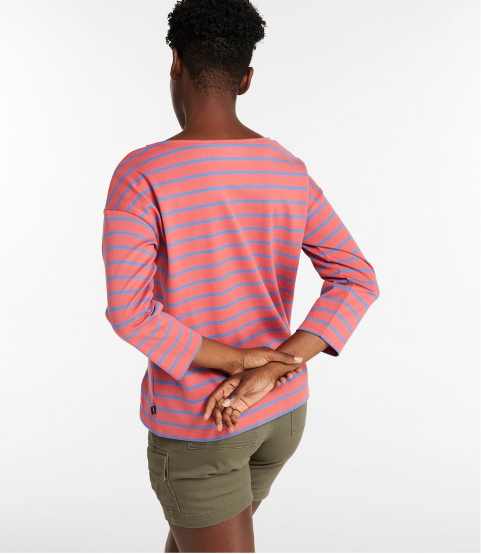 L.L.Bean New | Women's Heritage Mariner Top, Boatneck Three-Quarter-Sleeve Stripe