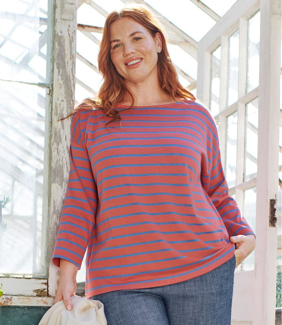 L.L.Bean New | Women's Heritage Mariner Top, Boatneck Three-Quarter-Sleeve Stripe