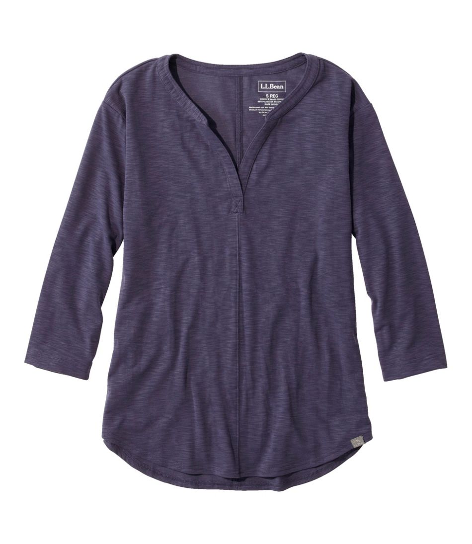 L.L.Bean Discount | Women's Streamside Tee, Three-Quarter-Sleeve Splitneck
