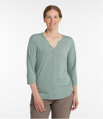 L.L.Bean Discount | Women's Streamside Tee, Three-Quarter-Sleeve Splitneck