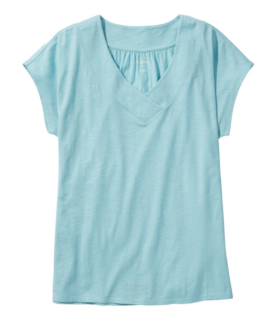 L.L.Bean Outlet | Women's Organic Cotton Tee, V-Neck Cap-Sleeve
