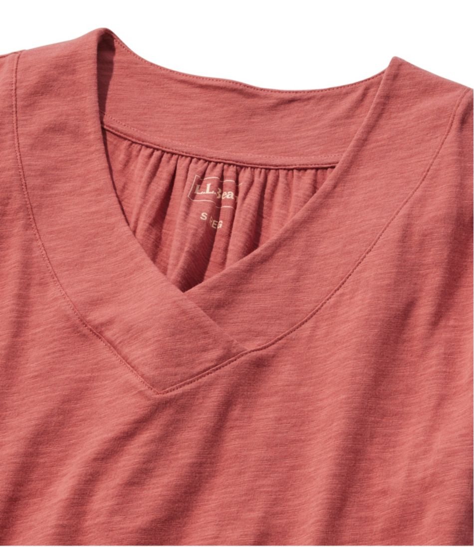 L.L.Bean Outlet | Women's Organic Cotton Tee, V-Neck Cap-Sleeve