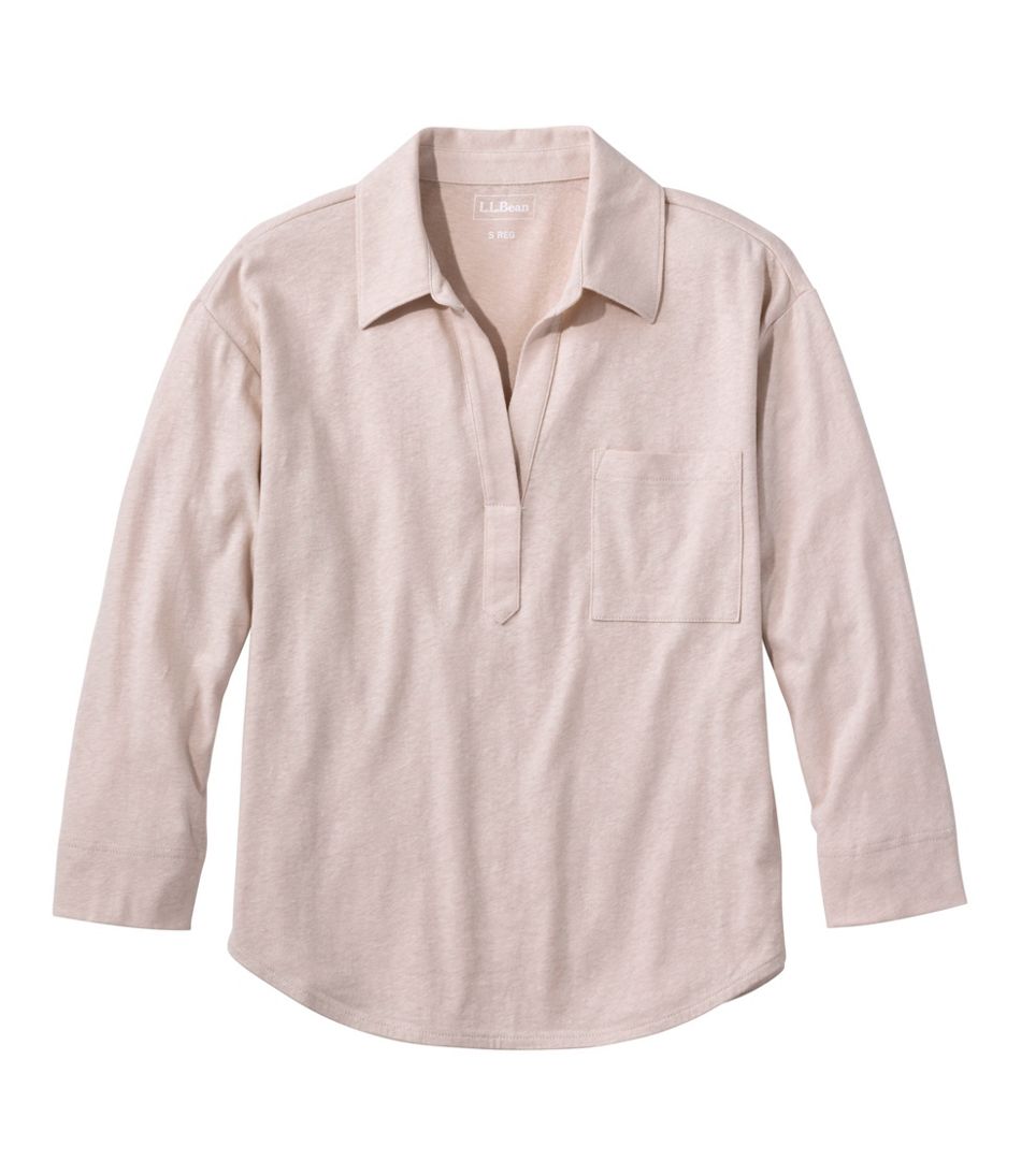 L.L.Bean For Sale | Women's Linen/Cotton Tee, Three-Quarter-Sleeve Splitneck Polo