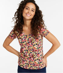 L.L.Bean | Women's Organic Cotton Tee, V-Neck Short-Sleeve Print