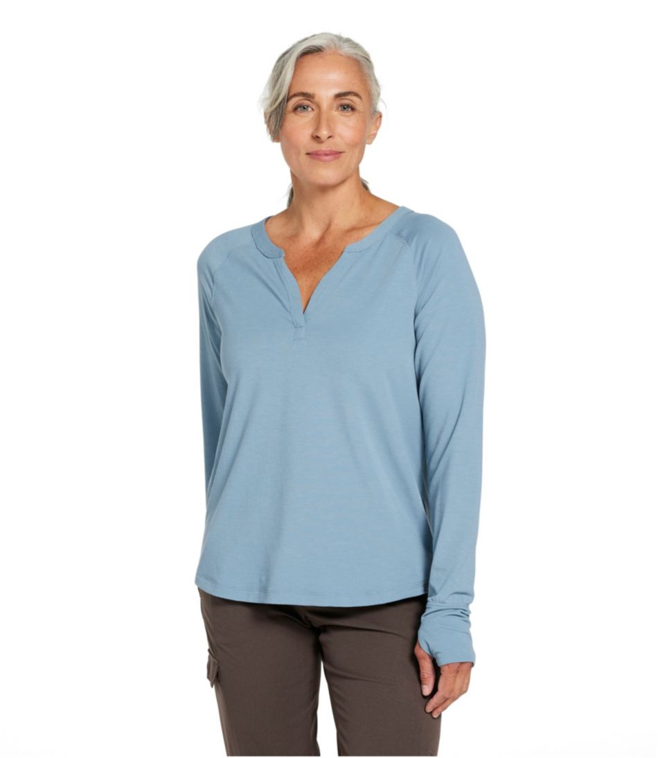 L.L.Bean Online | Women's Ribbed Performance Tee, Long-Sleeve Splitneck