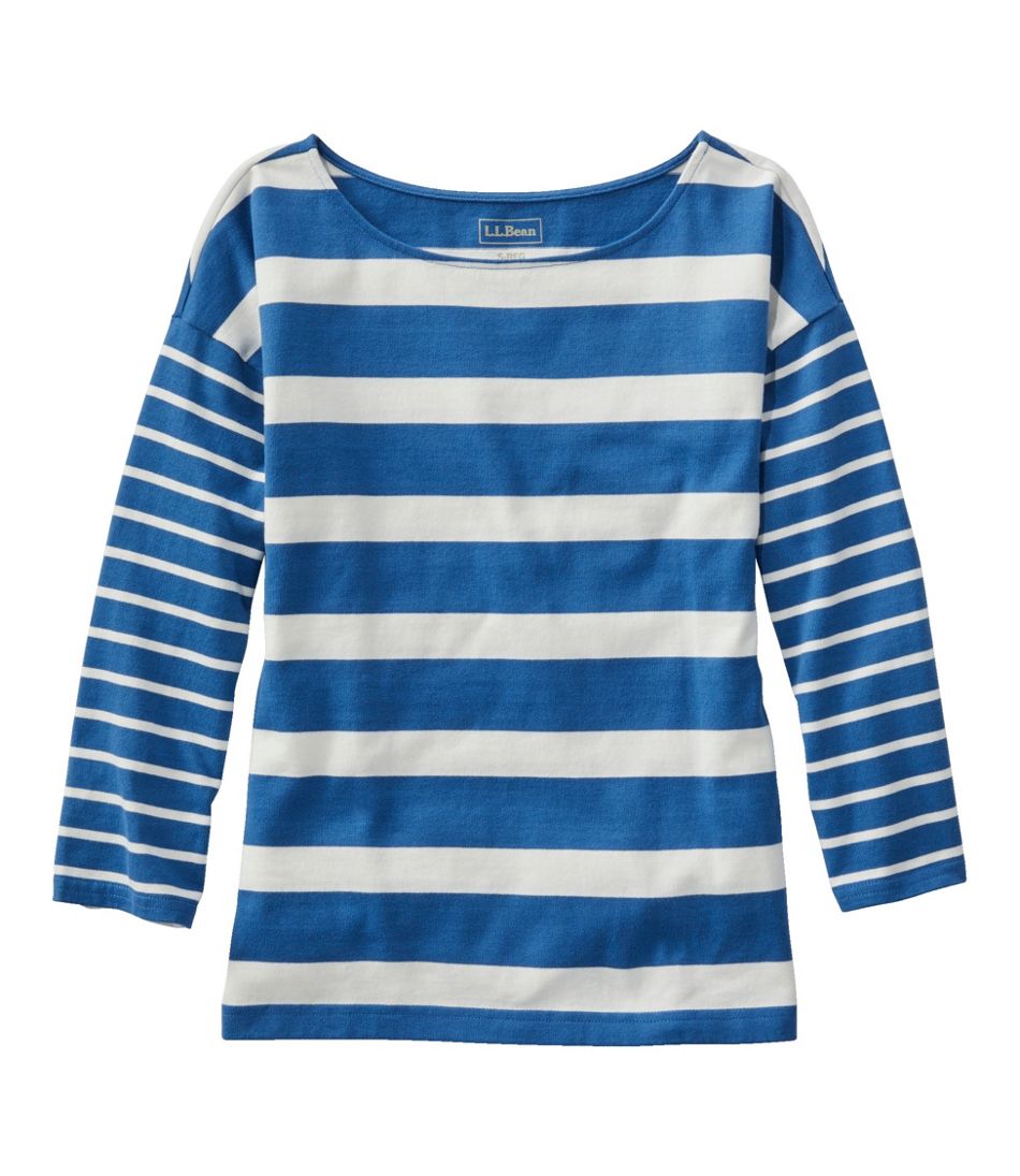 L.L.Bean Discount | Women's Heritage Mariner Top, Boatneck Three-Quarter-Sleeve Blocked Stripe