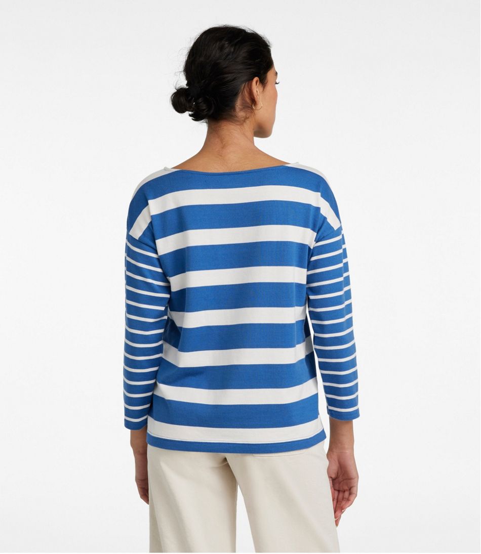 L.L.Bean Discount | Women's Heritage Mariner Top, Boatneck Three-Quarter-Sleeve Blocked Stripe