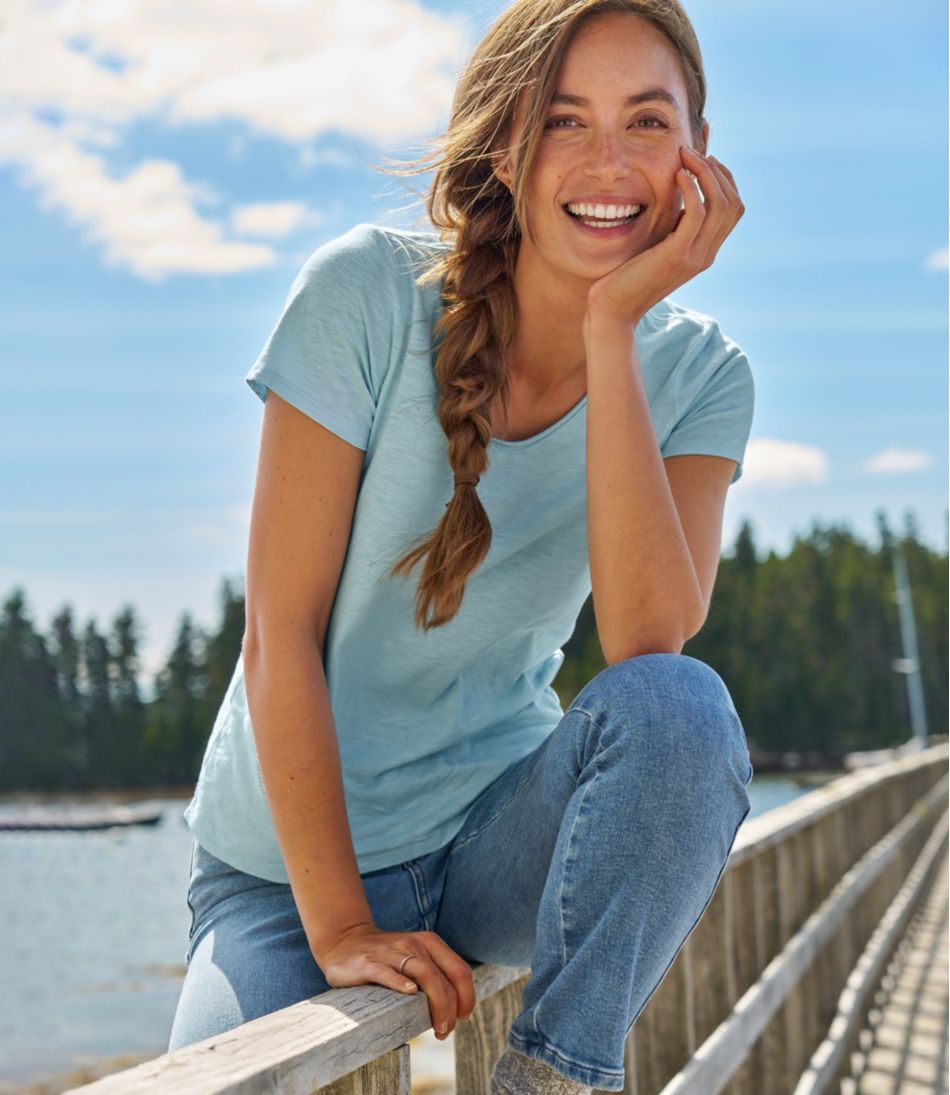 L.L.Bean Sale | Women's Organic Cotton Tee, V-Neck Short-Sleeve