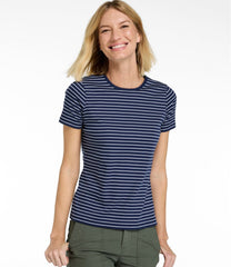 L.L.Bean New | Women's Pima Cotton Tee, Short-Sleeve Crewneck Stripe