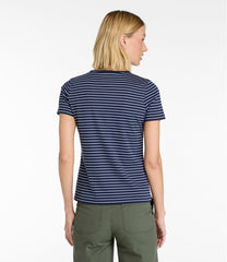 L.L.Bean New | Women's Pima Cotton Tee, Short-Sleeve Crewneck Stripe