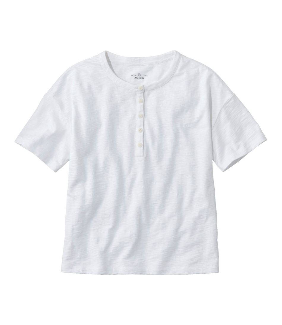 L.L.Bean Discount | Women's Signature Slub Tee, Short-Sleeve Henley