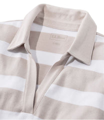 L.L.Bean Outlet | Women's Heritage Mariner Top, Splitneck Polo Three-Quarter-Sleeve, Block Stripe