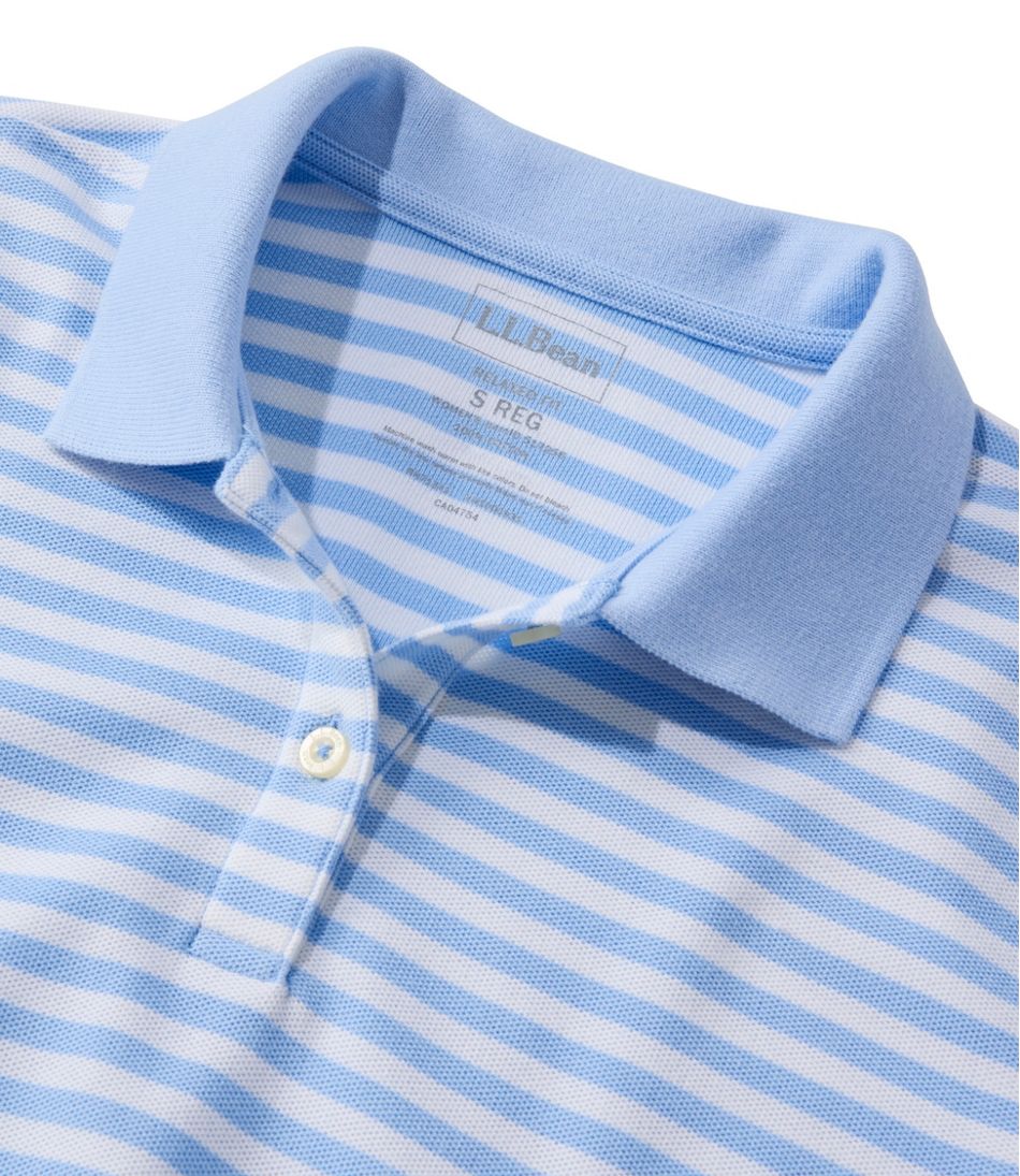 L.L.Bean New | Women's Premium Double L Polo, Short-Sleeve Relaxed Fit Stripe