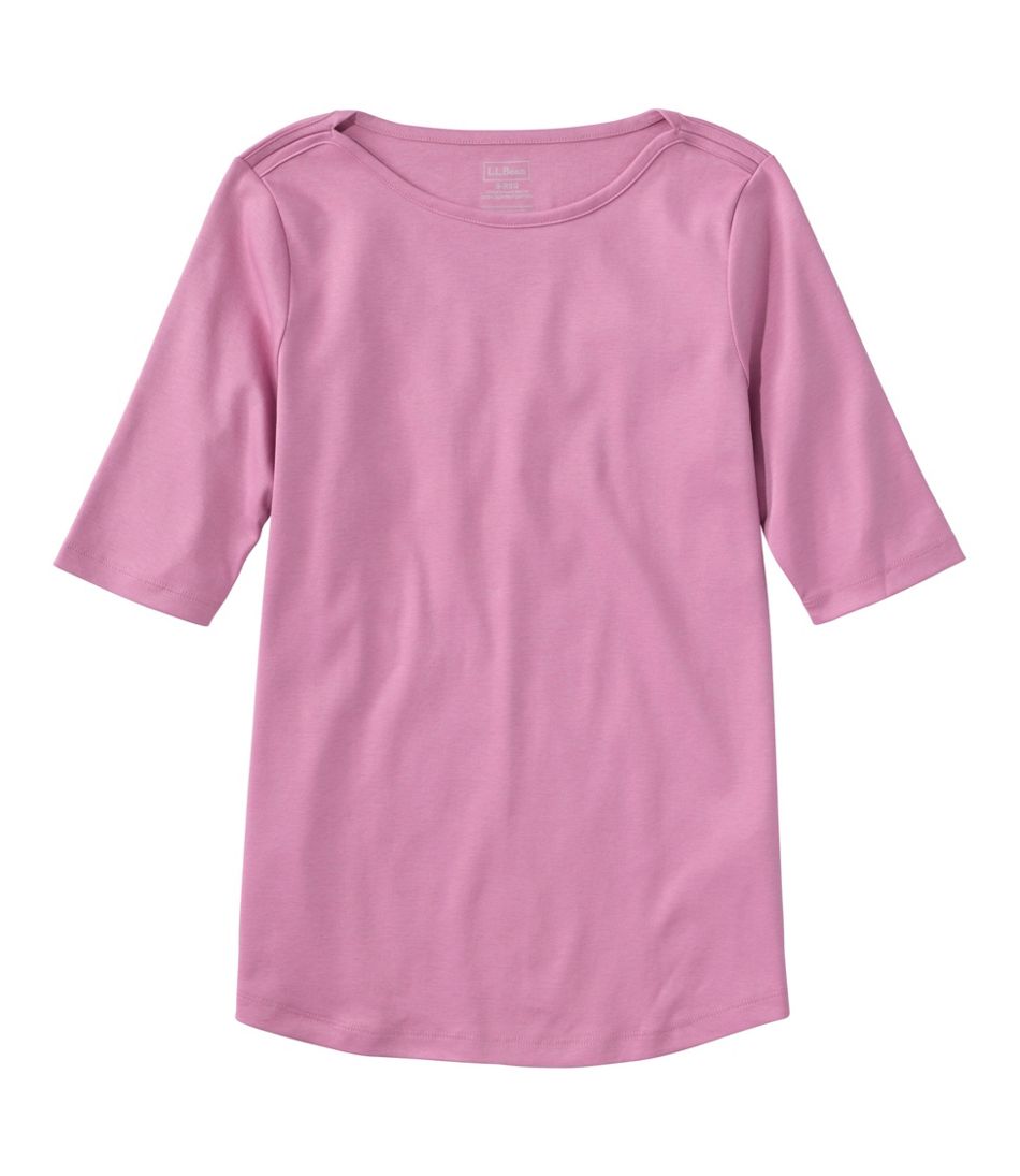 L.L.Bean Outlet | Women's Pima Cotton Tee, Elbow-Sleeve Boatneck