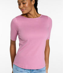 L.L.Bean Outlet | Women's Pima Cotton Tee, Elbow-Sleeve Boatneck