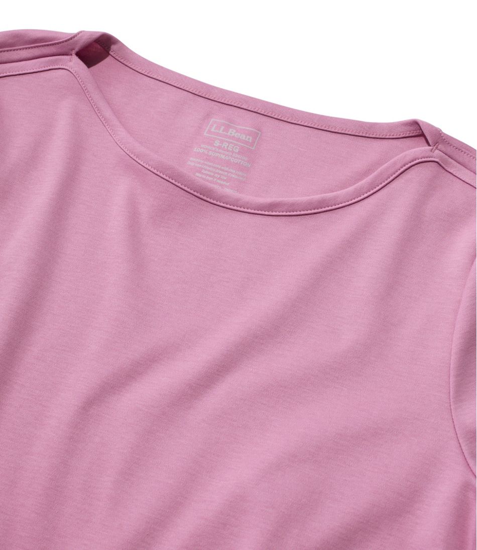 L.L.Bean Outlet | Women's Pima Cotton Tee, Elbow-Sleeve Boatneck