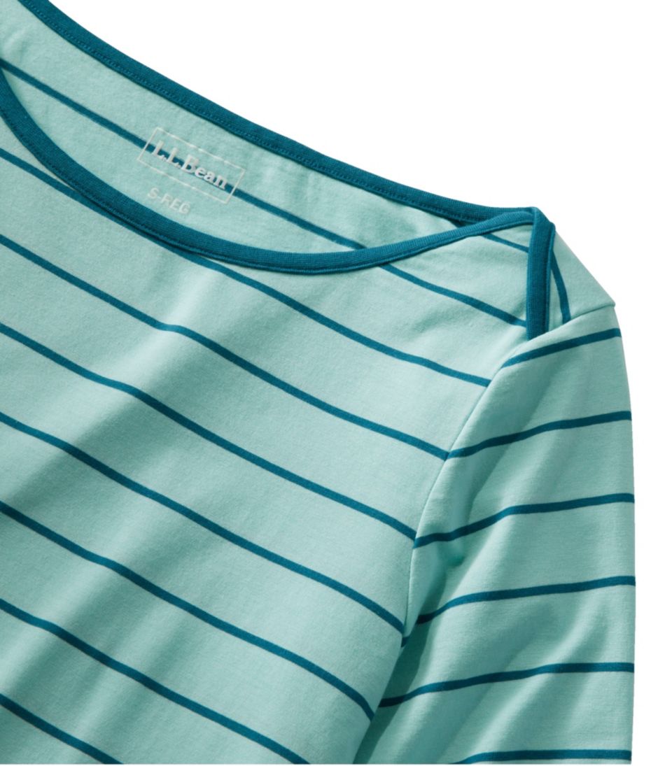 L.L.Bean US | Women's Soft Stretch Supima-Blend Tee, Three-Quarter-Sleeve Boatneck Stripe