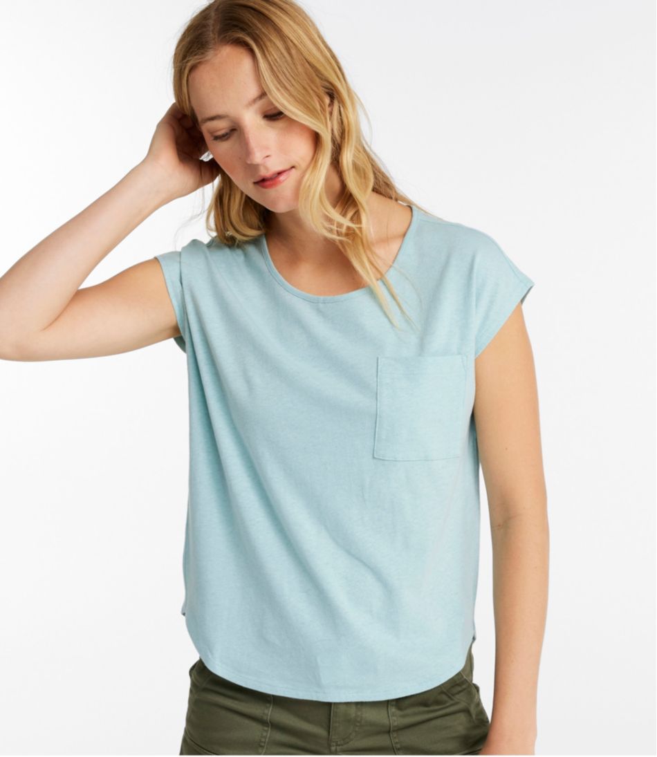 L.L.Bean On Sale | Women's Linen/Cotton Tee, Short-Sleeve Scoopneck