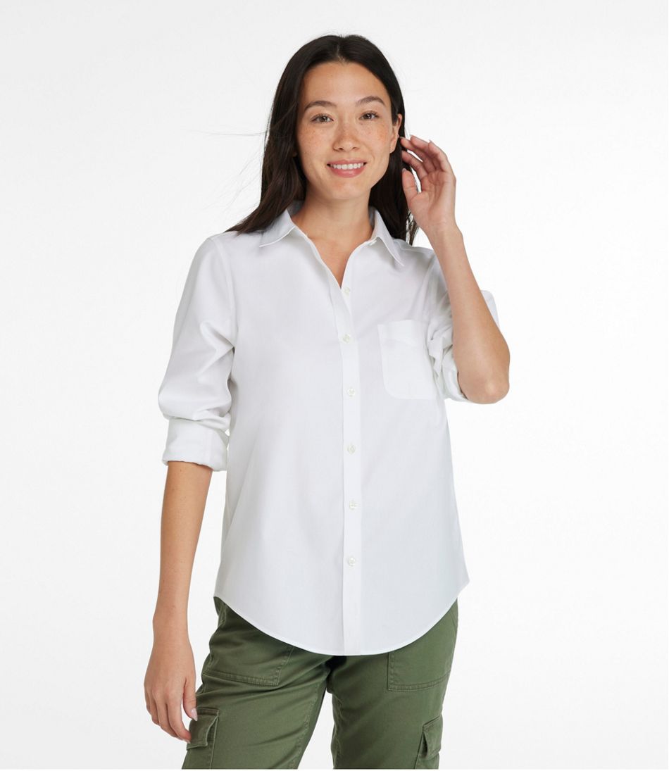 L.L.Bean Online | Women's Wrinkle-Free Pinpoint Oxford Shirt, Long-Sleeve Relaxed Fit