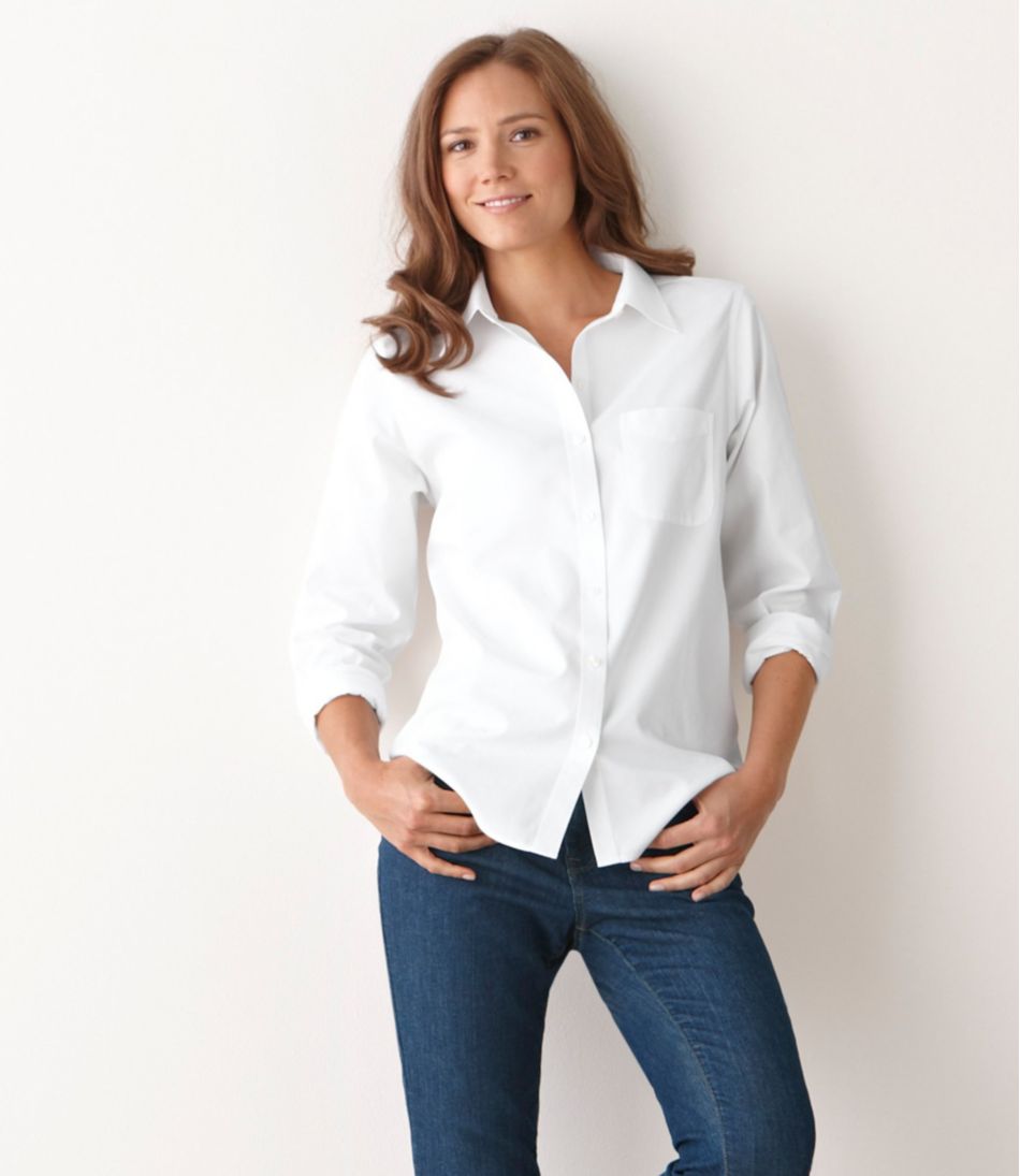 L.L.Bean Online | Women's Wrinkle-Free Pinpoint Oxford Shirt, Long-Sleeve Relaxed Fit