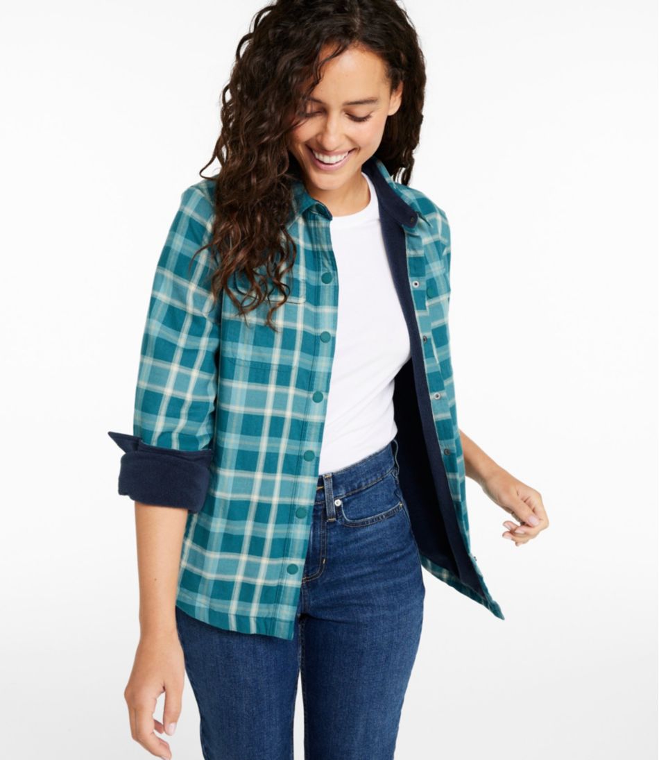 L.L.Bean Outlet | Women's Fleece-Lined Flannel Shirt, Snap-Front Plaid