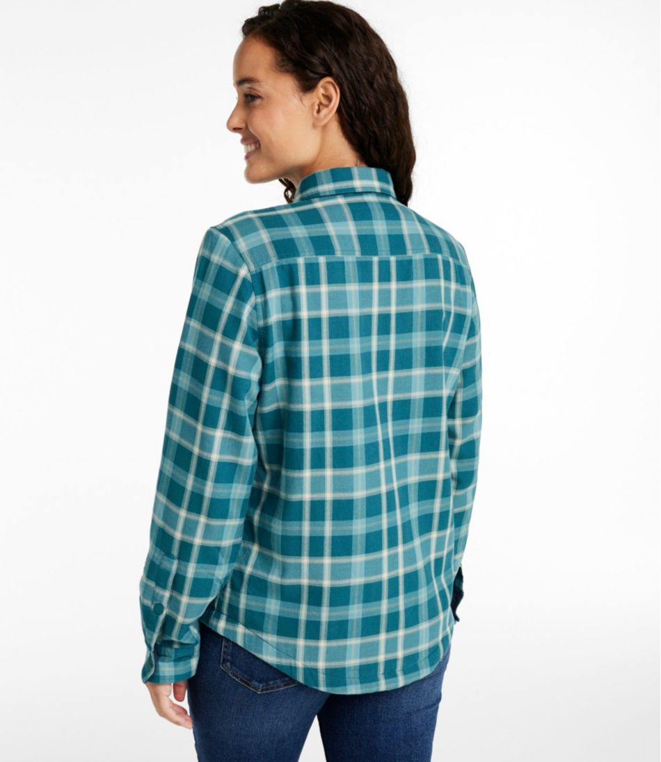 L.L.Bean Outlet | Women's Fleece-Lined Flannel Shirt, Snap-Front Plaid