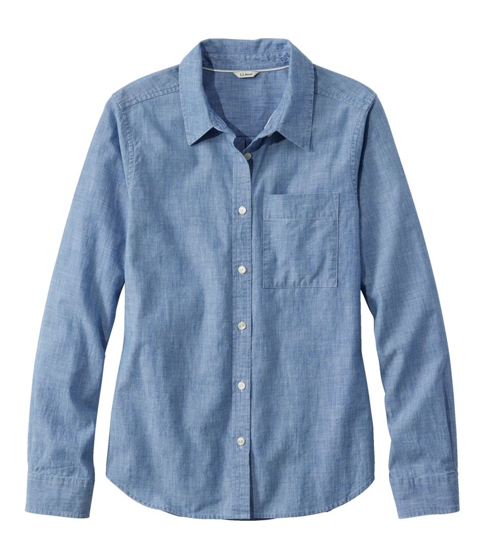 L.L.Bean US | Women's Essential Cotton Shirt, Chambray Long Sleeve