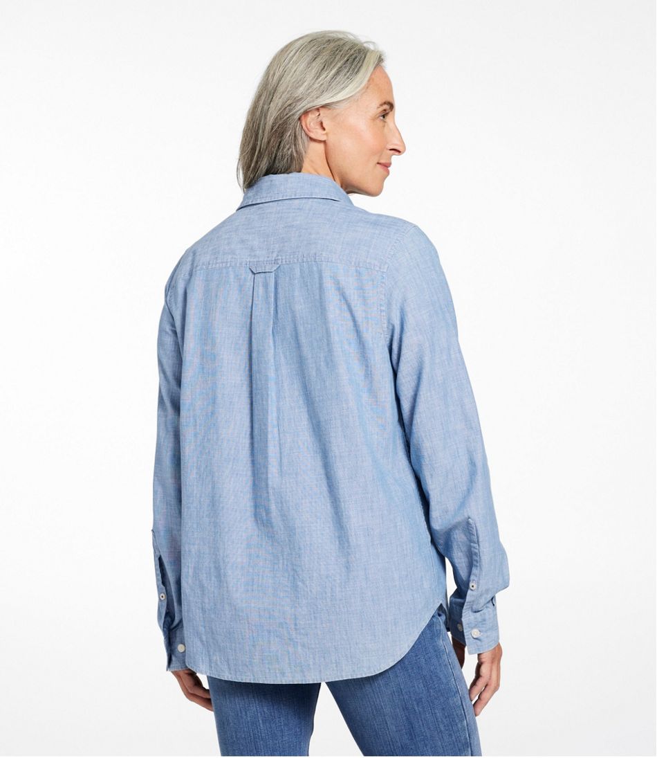 L.L.Bean US | Women's Essential Cotton Shirt, Chambray Long Sleeve