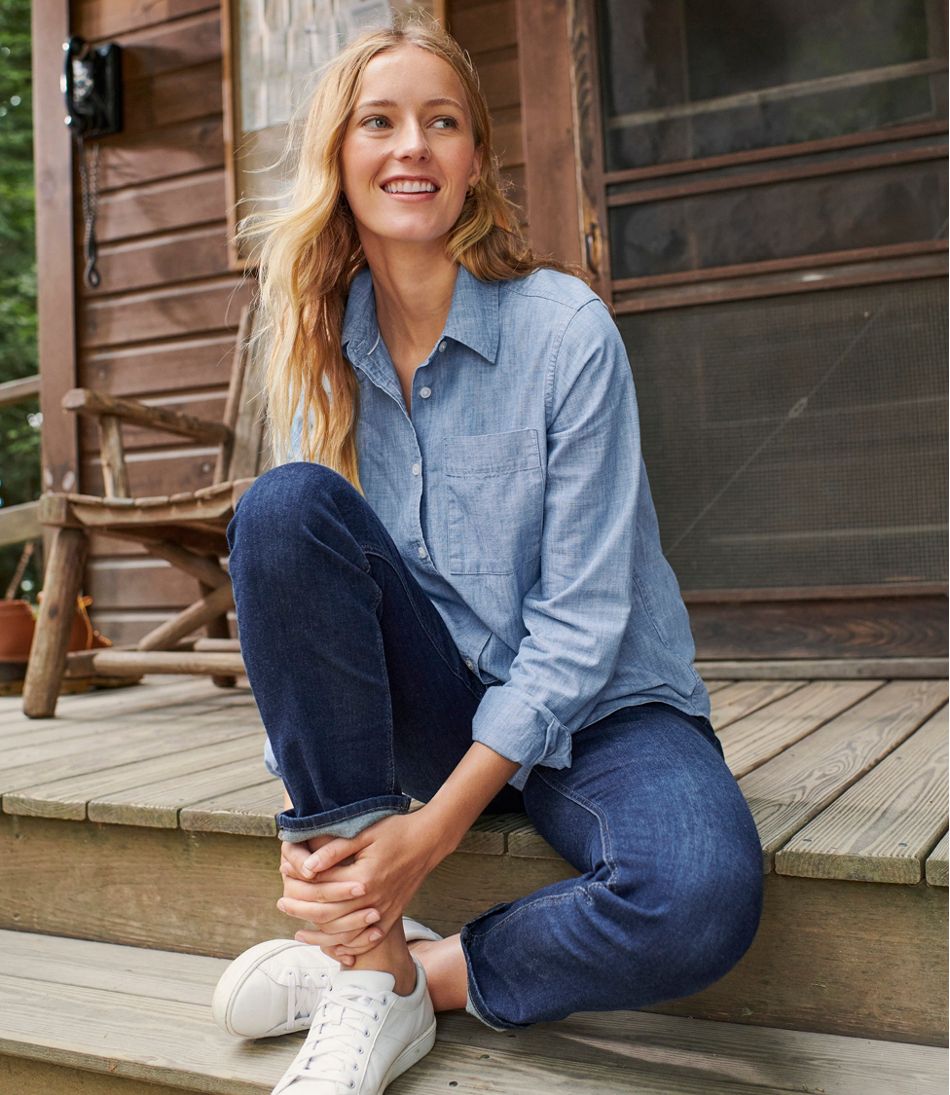 L.L.Bean US | Women's Essential Cotton Shirt, Chambray Long Sleeve