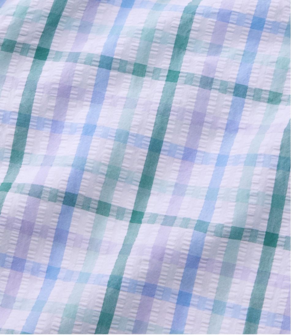 L.L.Bean On Sale | Women's Vacationland Seersucker Shirt, Short-Sleeve Popover Plaid