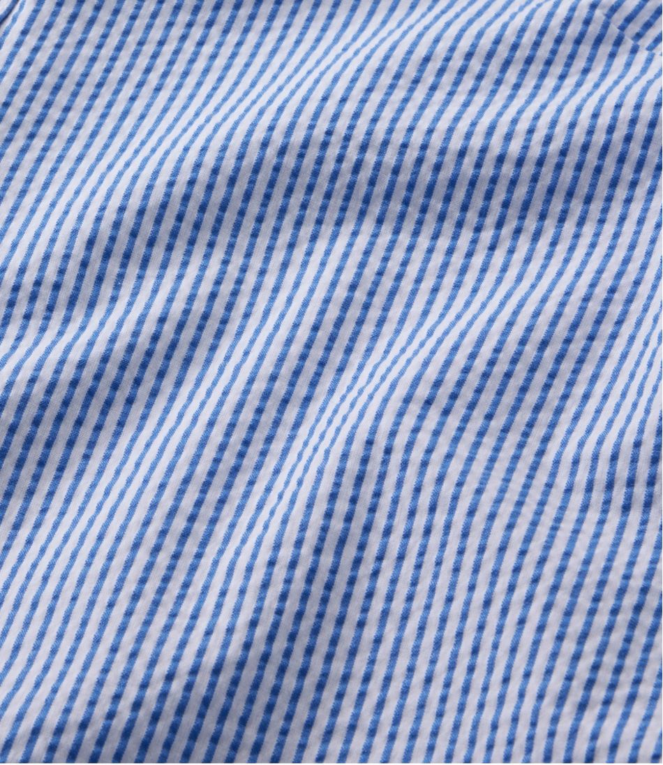 L.L.Bean Sale | Women's Vacationland Seersucker Shirt, Short-Sleeve Popover Stripe