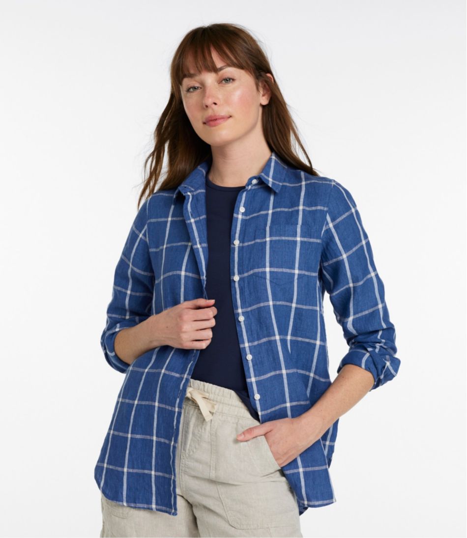 L.L.Bean On Sale | Women's Premium Washable Linen Shirt, Tunic Stripe