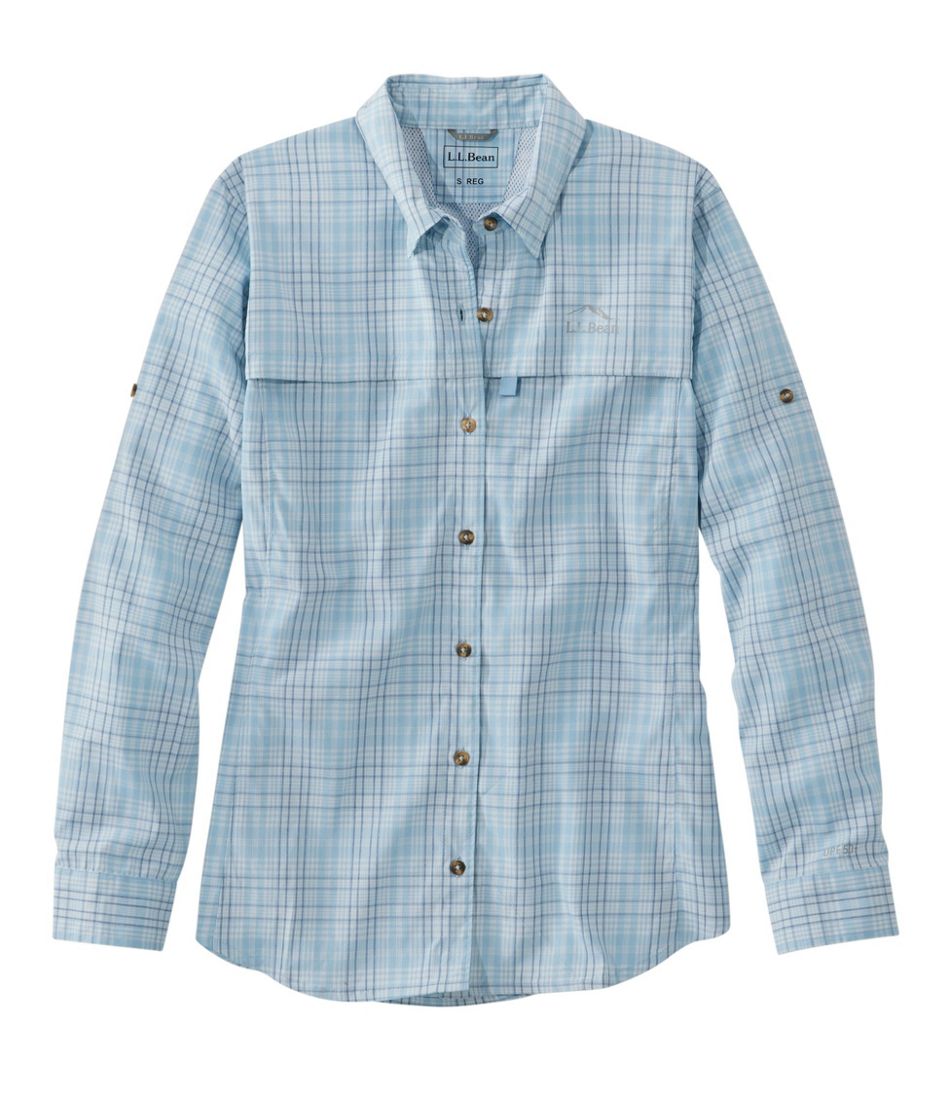 L.L.Bean New | Women's Tropicwear Shirt, Plaid Long-Sleeve