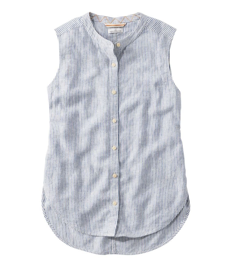 L.L.Bean US | Women's Signature Linen-Blend Button-Front Shirt, Sleeveless
