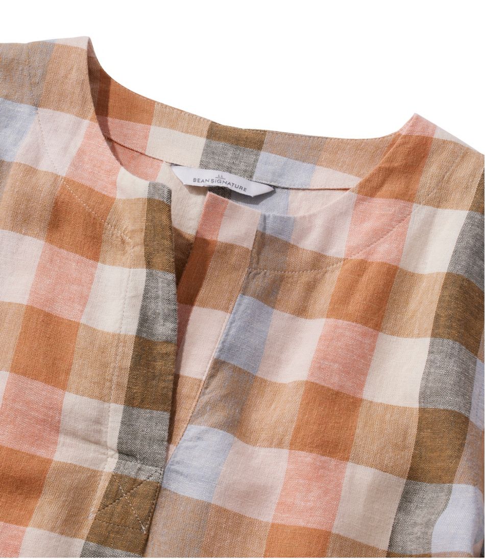 L.L.Bean Discount | Women's Signature Linen-Blend Splitneck Shirt, Short-Sleeve