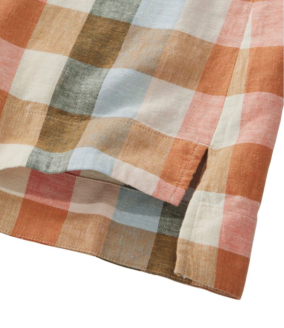 L.L.Bean Discount | Women's Signature Linen-Blend Splitneck Shirt, Short-Sleeve